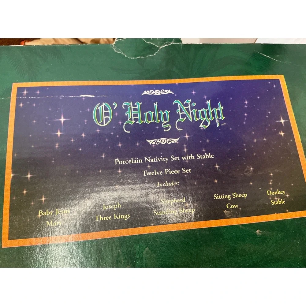 Coyne's & Co Vintage O' Holy Night 12 Piece Porcelain Nativity Set with Stable